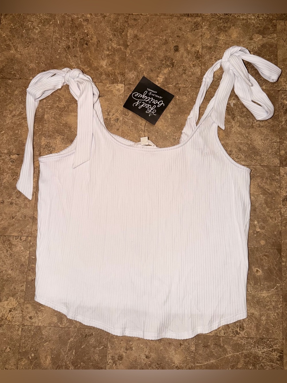 Sugarlips White Ribbed Tie-Shoulder Cami NWT